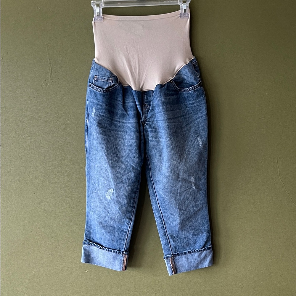Old Navy Light Blue Maternity Cuffed Capris